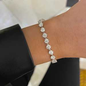 Bracelet tennis diamant 11 carats, taille ronde, diamants de laboratoire sertis à griffes, 7 pouces, fermoir boîte, bijoux de luxe pour mariée et usage quotidien, prix de gros - Product Image 6