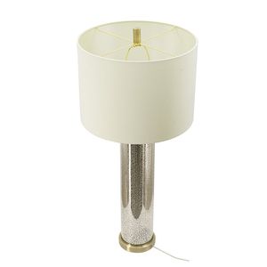 Lampada da Tavolo in Vetro Specchiato Oro 16x16x35 con Paralume in Tessuto Bianco, Elegante Decorazione per la Casa - Product Image 4