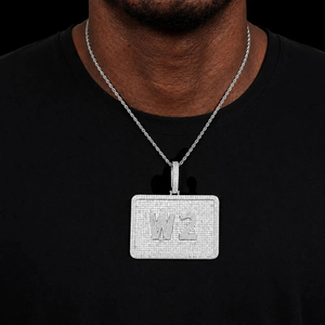 Collar con colgante de alfabeto personalizado con incrustaciones de moissanita plateada, estilo hip hop, regalo de moda, alfabeto personalizado - Product Image 1