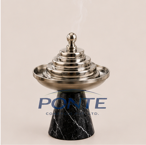 Quemador de Incienso Moderno de Mármol Natural y Acero Inoxidable, Incensario Moderno para Bakhoor y Oud, Soporte Árabe para Mubkhar - Product Image 1