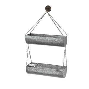 Soporte colgante de hierro galvanizado de 2 niveles al por mayor con cadena y gancho, macetero metálico para interior y exterior para decoración de jardín - Product Image 1