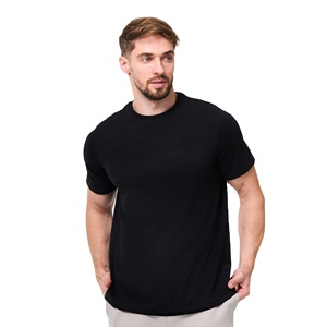 T-shirts à col rond pour hommes de qualité supérieure, légers, en coton pour l'été, t-shirts pour hommes 180GSM, t-shirt basique noir à col rond personnalisé - Product Image 1