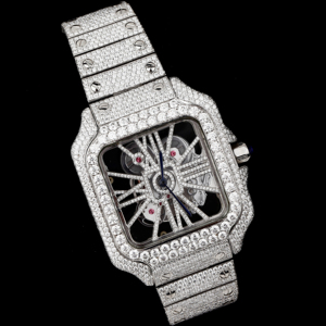 Reloj Iced Skeleton Plateado Cuadrado con Incrustaciones de Diamantes, Mecánico, Estilo Hip Hop para Hombre, Edición Limitada Premium de Lujo Vintage - Product Image 1