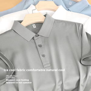 Camiseta Polo de Algodón Egipcio de Triple Capa, Estilo Años 80 |   Logotipo Bordado Personalizado |   Camisa de Manga Corta Informal de Negocios Ice Silk - Product Image 2