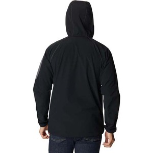 Men's <b>Black</b> Hooded <b>Fleece</b> <b>Jacket</b> Solid Color Zipper Closure Windproof Casual Style Polyester Material Autumn Wear Regular Fit - Product Image 4