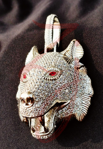 Brass <b>Wolf</b> Head Pendant Necklace Micro Pave Cubic Zirconia Animal Charm Hip Hop Jewelry for Women - Product Image 2