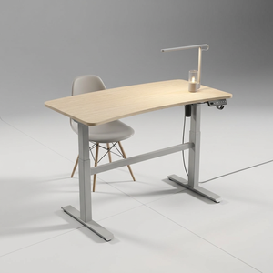 Escritorio de Oficina Rectangular Moderno con Altura Ajustable, Marco Metálico y Superficie de Madera, Diseño Independiente para Uso en Oficina en Casa - Product Image 6