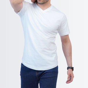 Proveedor de Ropa Deportiva para Hombre 100% Algodón Personalizada, Camiseta Blanca con Cuello en V, Impresión de Logotipo, Envío y Entrega, Diseño OEM - Product Image 5