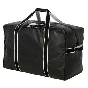 Grand sac de sport noir 600D avec garniture blanche et poches latérales pour le rangement des articles de sport - Product Image 1