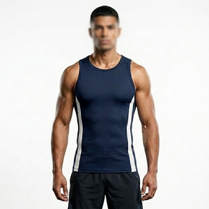 Débardeur d'été pour homme, coupe ajustée, couleur unie, en polyester, imprimé, pour fitness, sport, course à pied, grande taille, style décontracté - Product Image 5