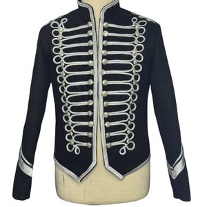 Nouvelle Veste Formelle Homme Tendance 2026 Noire Broderie Argentée Style Steampunk en Laine/Polyester Double Boutonnage Coupe Slim Automne - Product Image 1