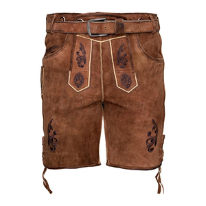 กางเกงหนังแพะแบบดั้งเดิมจากเทือกเขาแอลป์สำหรับผู้ชาย ชุดพื้นเมืองบาวาเรียแบบคลาสสิกสำหรับงานเทศกาล พร้อมงานปักอย่างประณีต - Product Image 1