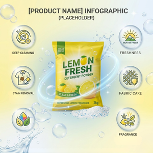 Detergente en Polvo de Limón de Alta Espuma, Secado por Pulverización, 2.5kg, Polvo para Lavar de Alta Calidad a Bajo Precio, Proveedor OEM para Exportación - Product Image 5