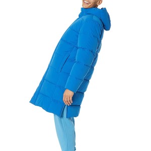 New OEM Men's <b>Long</b> Hooded Puffer Jacket Solid Blue Windproof Zipper Closure Casual Winter Down Filled Polyester Shell Thick <b>Coat</b> - Product Image 4