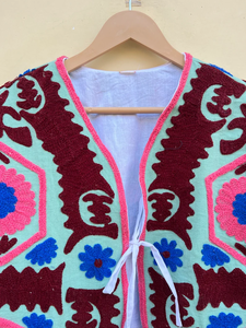 Veste kimono en velours de coton 100% faite à la main |   Automne/Hiver Respirant Écologique Séchage Rapide Anti-Plis Col Rond Matelassé - Product Image 3