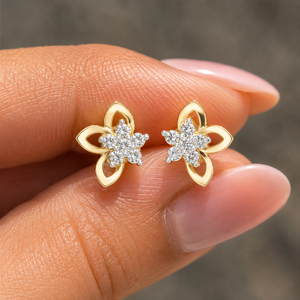 ต่างหูเพชรทรงกลมเพาะเลี้ยงในห้องปฏิบัติการ ทองคำแท้ 14K 18K ดีไซน์ดอกไม้แบบกลุ่ม DEFVVS ต่างหูเจ้าสาวงานแต่งงาน เครื่องประดับชั้นดี ขายส่ง - Product Image 1
