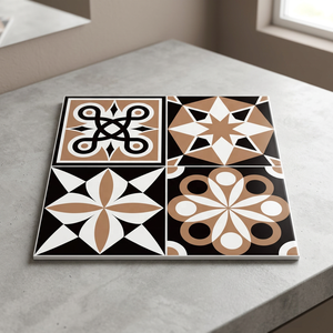 Carreaux de sol en céramique Vistaar Premium de style européen marocain à motifs floraux 30x30cm, imperméables, résistants à l'usure, finition mate pour villa - Product Image 4