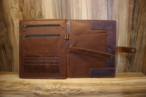 Tooled Leather Portfolio Organizer Portfolio <b>A4</b> Customized Leather Document Portfolio <b>File</b> - Product Image 4