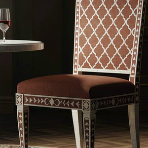 Fauteuil de salon moderne en bois avec revêtement en velours et résine d'os et design en incrustation d'os pour l'ameublement de la maison - Product Image 3
