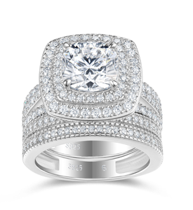 Bague d'éternité en moissanite, taille brillant rond, motif cœur en V, alliance de mariée vintage, bijoux en pierres précieuses pour femme - Product Image 2
