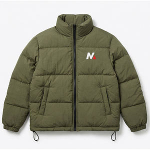 Chaqueta de lona acolchada con capucha para hombre, ligera, cálida, impermeable, para invierno, con logotipo frontal, OEM - Product Image 1