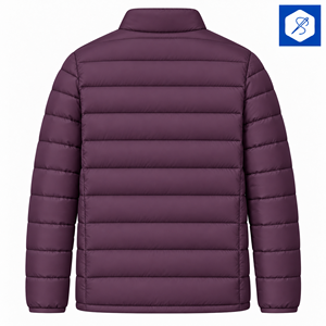 Veste matelassée pour homme, couleur violette, col montant, fermeture éclair, coupe-vent, manteau d'hiver décontracté, coupe régulière, extérieur en polyester - Product Image 2