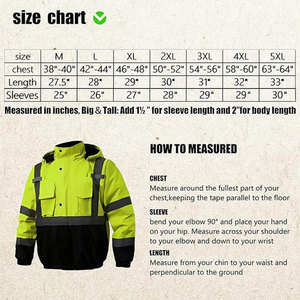 Chaqueta de Trabajo de Alta Visibilidad Reflectante de Poliéster Rip-Stop, Chaqueta de Seguridad para Hombre con Capucha y Bolsillos, Franjas Amarillas y Negras, Certificación CE - Product Image 6