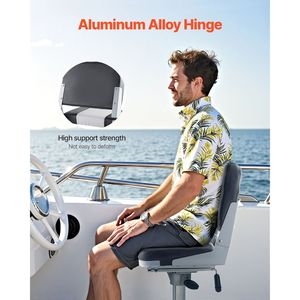 Sedile Pieghevole in Lega per Barca da Pesca con Cuscino in Spugna Ispessita, Schienale Basso, in Pelle PVC Impermeabile per Uso Marino - Product Image 6