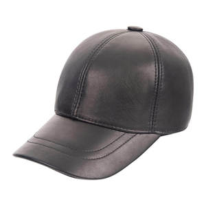 Professional Manufacturer Genuine Leather Unisex <b>Baseball</b> <b>Cap</b> 100% Pure Leather Solid Color Adjustable Back Strap Breathable Hat - Product Image 4