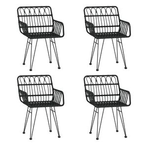 5 pezzi nero Poly Rattan Patio Set da pranzo mobili da esterno durevoli - Product Image 4