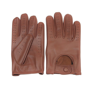 Gants de conduite en cuir marron pour hommes, professionnels, doux, respirants, design tendance, haute qualité, style rétro, vente en gros - Product Image 3