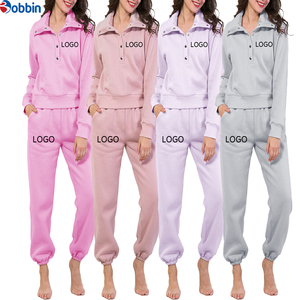Women's Pink Cotton <b>Tracksuit</b> Set Full Sleeve Button Up Collar Casual Solid Color With Side Pockets Autumn Wear - Product Image 5