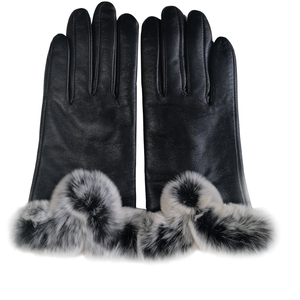 Gants en cuir longs jusqu'au poignet, doublés de fourrure, thermiques, pour l'hiver, style uni, usage quotidien - Product Image 6