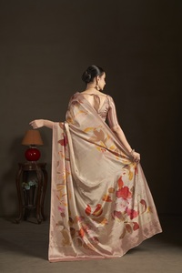 Sari listo para usar y blusa cosida, sari indio de crepé de seda con estampado floral, sari con estampado digital, diseño hermoso - Product Image 2