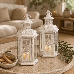 Vintage Style Metal <b>Lantern</b> <b>Candle</b> Holder Rustic Farmhouse Table Decor Distressed Wedding Centerpiece Outdoor Patio <b>Lantern</b> Gift - Product Image 4