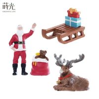 [2,9] Santa Moose regalo trineo terrario casa de muñecas accesorios en miniatura hechos de resina miniaturas Decoración