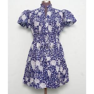High Quality Handmade blue Floral Print Summer Casual Natural Western <b>Dress</b> for Women Stylish Boho Indian Fashion Cotton <b>dress</b> - Product Image 1