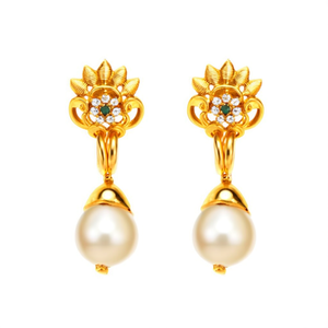 24K Gold Plated Pearl and Diamond Hoop Jhumki Earrings for Wedding and Party - Product Image 2