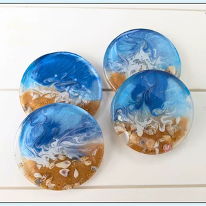 Posavasos Redondos de Resina Pintados a Mano, Ecológicos, Personalizables en Color y Tamaño, Decoración para el Hogar, Regalo para Navidad - Product Image 1