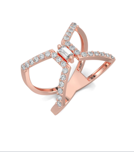 Anillo de Compromiso Romántico para Mujer, Oro Sólido de 14K, Diamante Cultivado en Laboratorio, Corte Esmeralda y Pera, Certificado IGI - Product Image 1