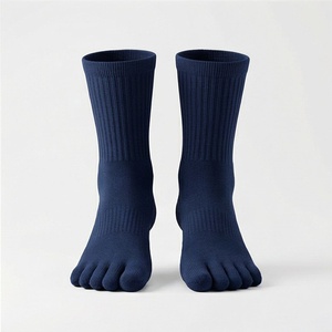 Chaussettes pour hommes, couleur unie, tricotées, design à 5 doigts, usage quotidien, style classique - Product Image 1