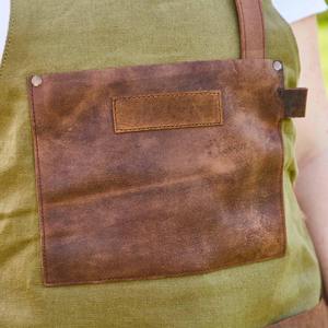 Tablier de Luxe en Cuir et Toile avec Fermeture Éclair, Bretelles Croisées Réglables pour Chef, Barbecue, Barista, Barbier, Menuisier, Équipement d'Atelier LCA-0053 - Product Image 2