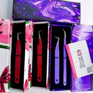 Pince à épiler GETUP BROSONS IMPEX en acier inoxydable rouge et violet, logo personnalisé, pointe lisse, anti-magnétique, prise en main parfaite, précision 10 mm - Product Image 6