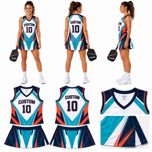 Ensemble de maillots de pickleball personnalisés pour femmes adultes, 100% polyester, imprimé sur le devant, sans manches, robe de sport, uniforme d'équipe, athlétique - Product Image 6
