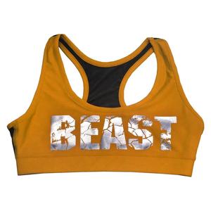 Top deportivo para mujer, azul, con espalda cruzada, estampado Crack Print Beast Letter, para fitness - Product Image 4