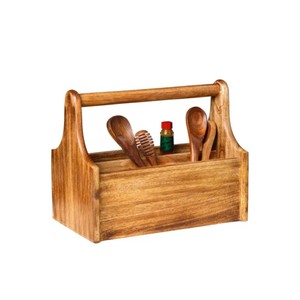 Wooden Utensil <b>Caddy</b> Handle Eco-Friendly Food Safe Flatware Organizer Storage Box for Kitchen <b>Tools</b> Vietnamese Cutlery Holder - Product Image 1