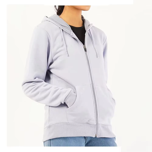 Women Winter Streetwear Zipper Hoodie OEM High GSM Heavy 100% Cotton Fleece Custom Front Logo Wholesale Price Premium Quality - Product Image 2
