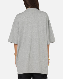 T-shirt gris surdimensionné en coton personnalisé pour femme, coupe ample à épaules tombantes, manches courtes, col rond, idéal pour l'été - Product Image 2