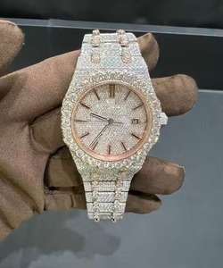 Reloj de Cuarzo con Moissanita para Hombre, Caja de Acero Inoxidable de 40 mm, Cristal de Zafiro, Esfera Analógica con Fecha, Cierre Plegable de Lujo - Product Image 3