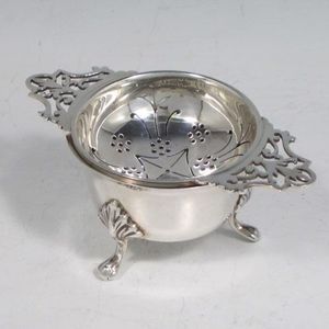 Vintage Silver <b>Tea</b> Strainers Set Reusable Metal <b>Infuser</b> with Decorative Handles Polished Finish - Product Image 2